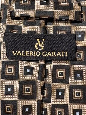 Valerio Garati Geometric Square Print Tie Black/Gold